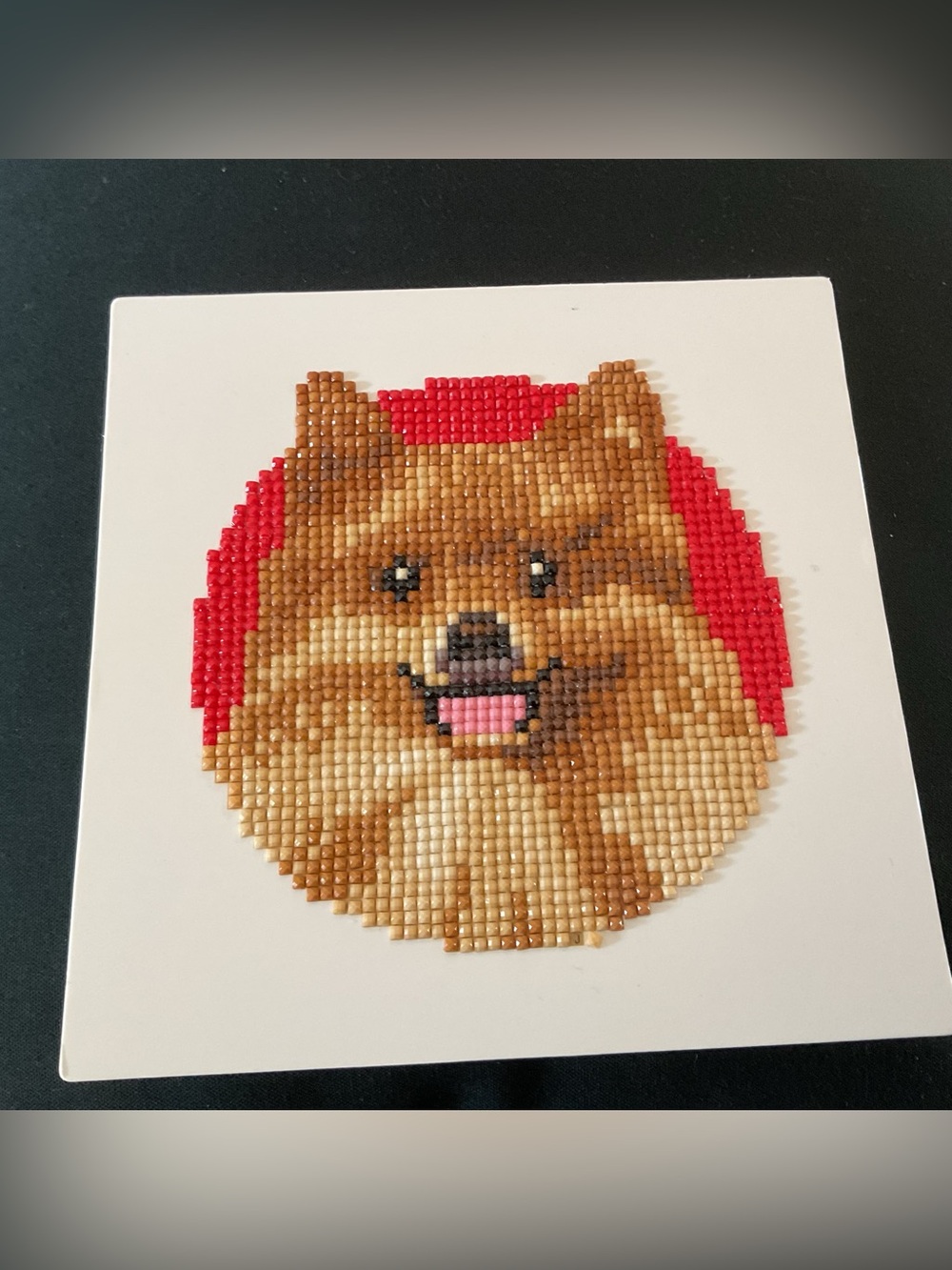 Handmade Pomeranian Diamond Painting – Adorable Dog Art.
